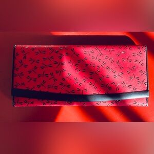 🇯🇵 Japanese Elegant Red Clutch Wallet with Dragonfly Design - from 🇯🇵 BNWT